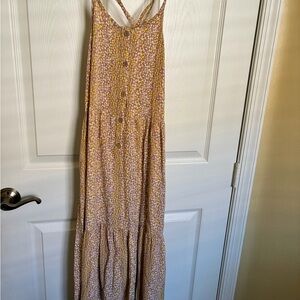 art class Mauve Floral Button-Front Maxi Sundress